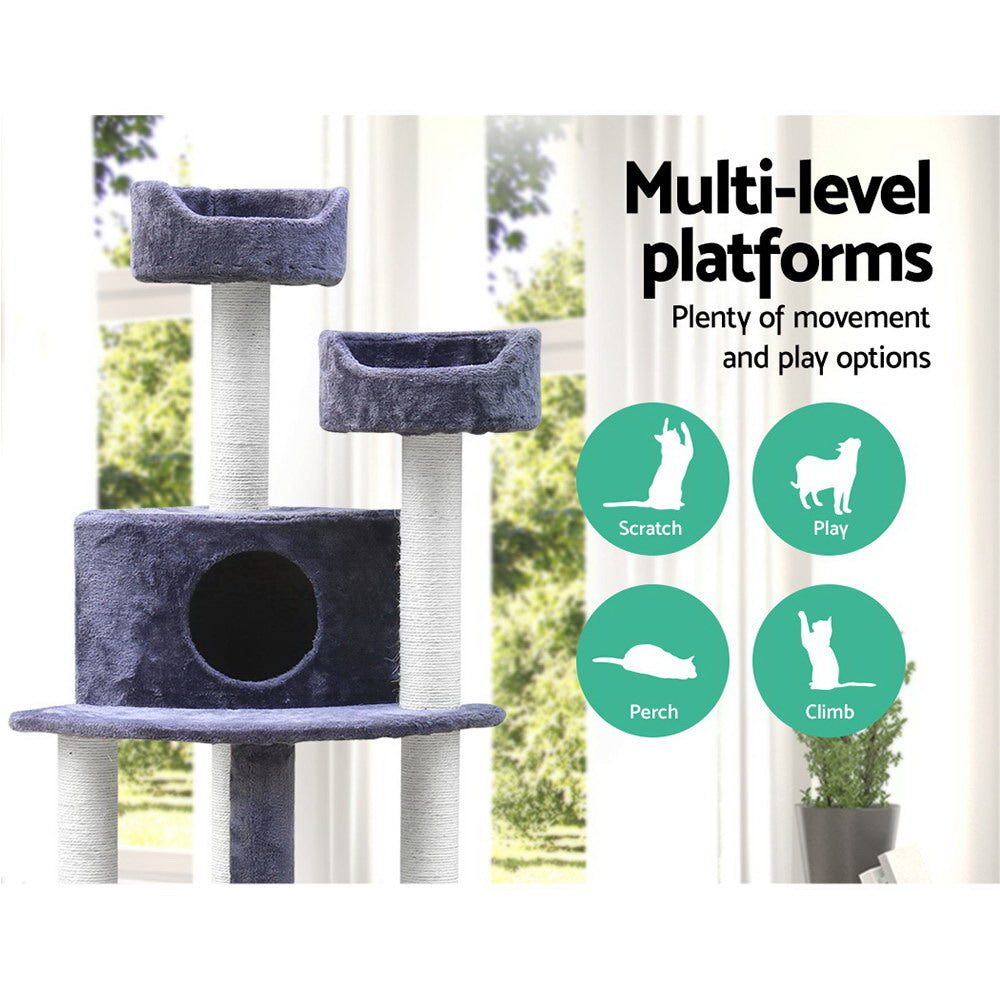 Cat Tree 126cm Trees Scratching Post Scratcher Tower Condo House Furniture Wood-2