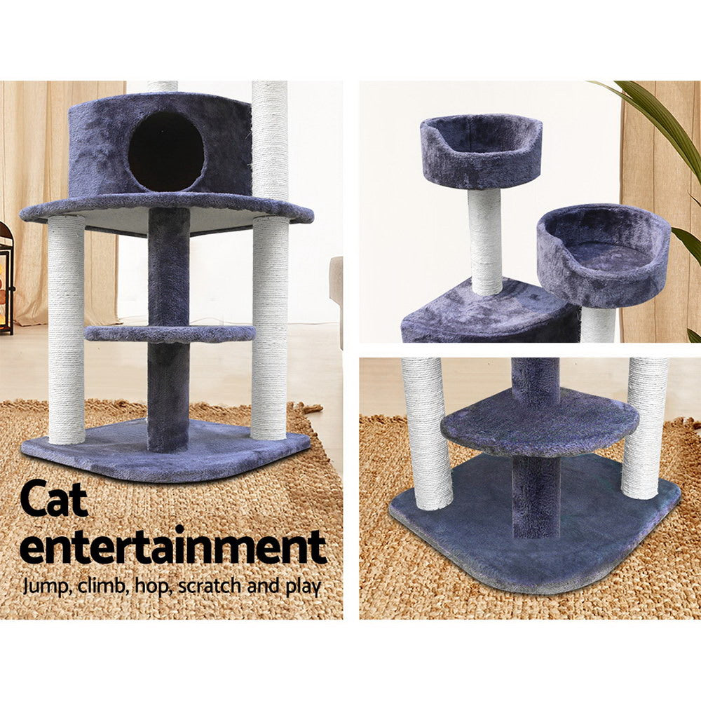 Cat Tree 126cm Trees Scratching Post Scratcher Tower Condo House Furniture Wood-4