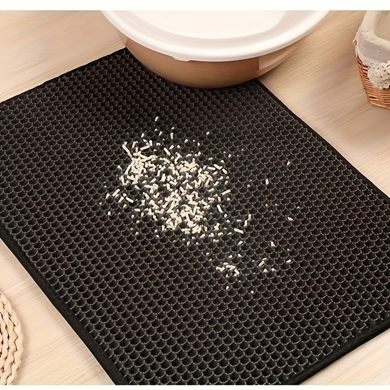 Honeycomb patterned double-layer cat litter mat, 45x60 cm-2