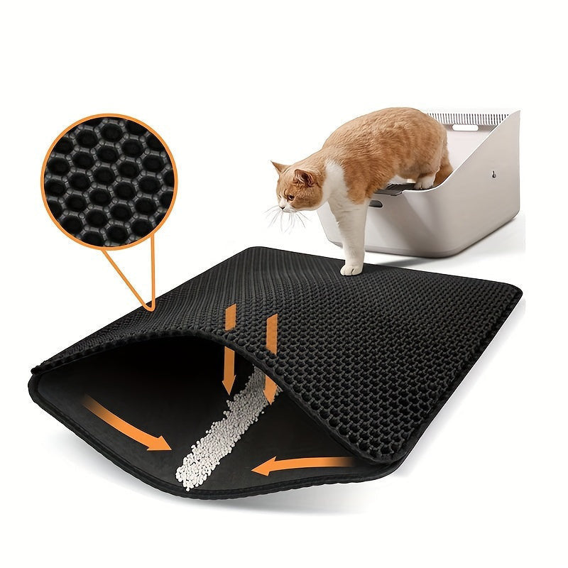 Honeycomb patterned double-layer cat litter mat, 45x60 cm-9