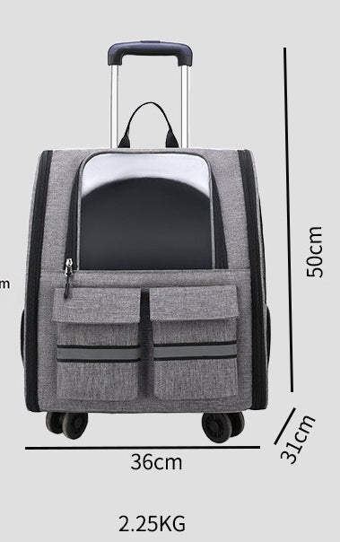 Pet Carrier: Rolling Backpack with Collapsible Design Blue 3-in-1 -1