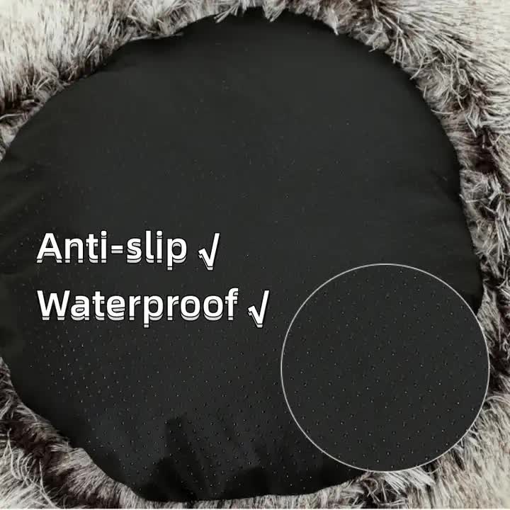 Cozy Coffee Plush Hooded Pet Bed - Ultra Soft Long Fur Cave Bed for Small Pets 40cm-2