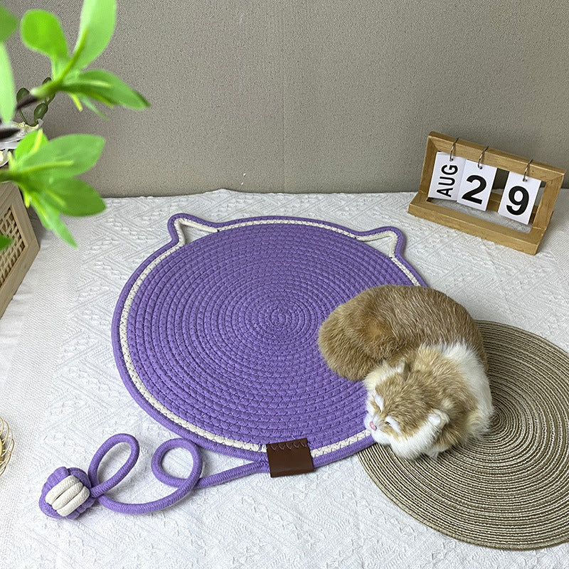 Black And Brown Durable Cat Scratching Mat with Attached Toy Ball - 50cm Diameter 3 Pcs -2