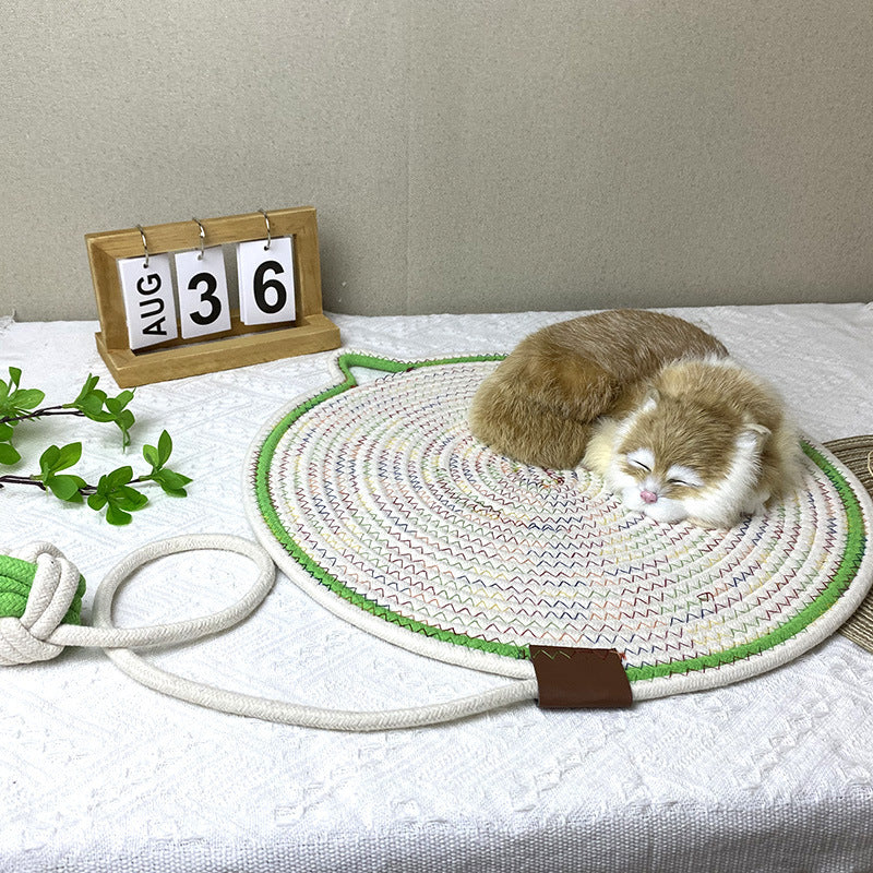 Black And Brown Durable Cat Scratching Mat with Attached Toy Ball - 50cm Diameter 3 Pcs -3