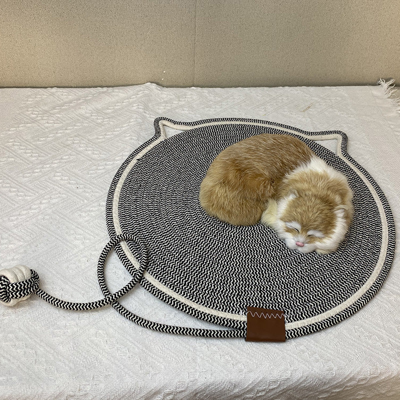 Grey Durable Cat Scratching Mat with Attached Toy Ball - 50cm Diameter 3 Pcs -0