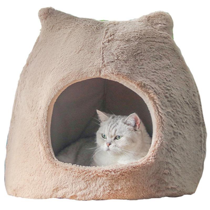 Cozy Retreat: Removable And Washable Semi-Closed Cat Bed For Autumn And Winter-5