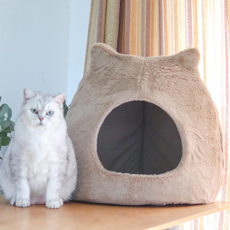 Cozy Retreat: Removable And Washable Semi-Closed Cat Bed For Autumn And Winter-0