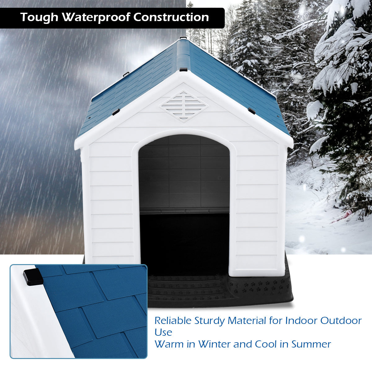 Dog House with Raised Floor and Fastening Device-65x72x71cm-2