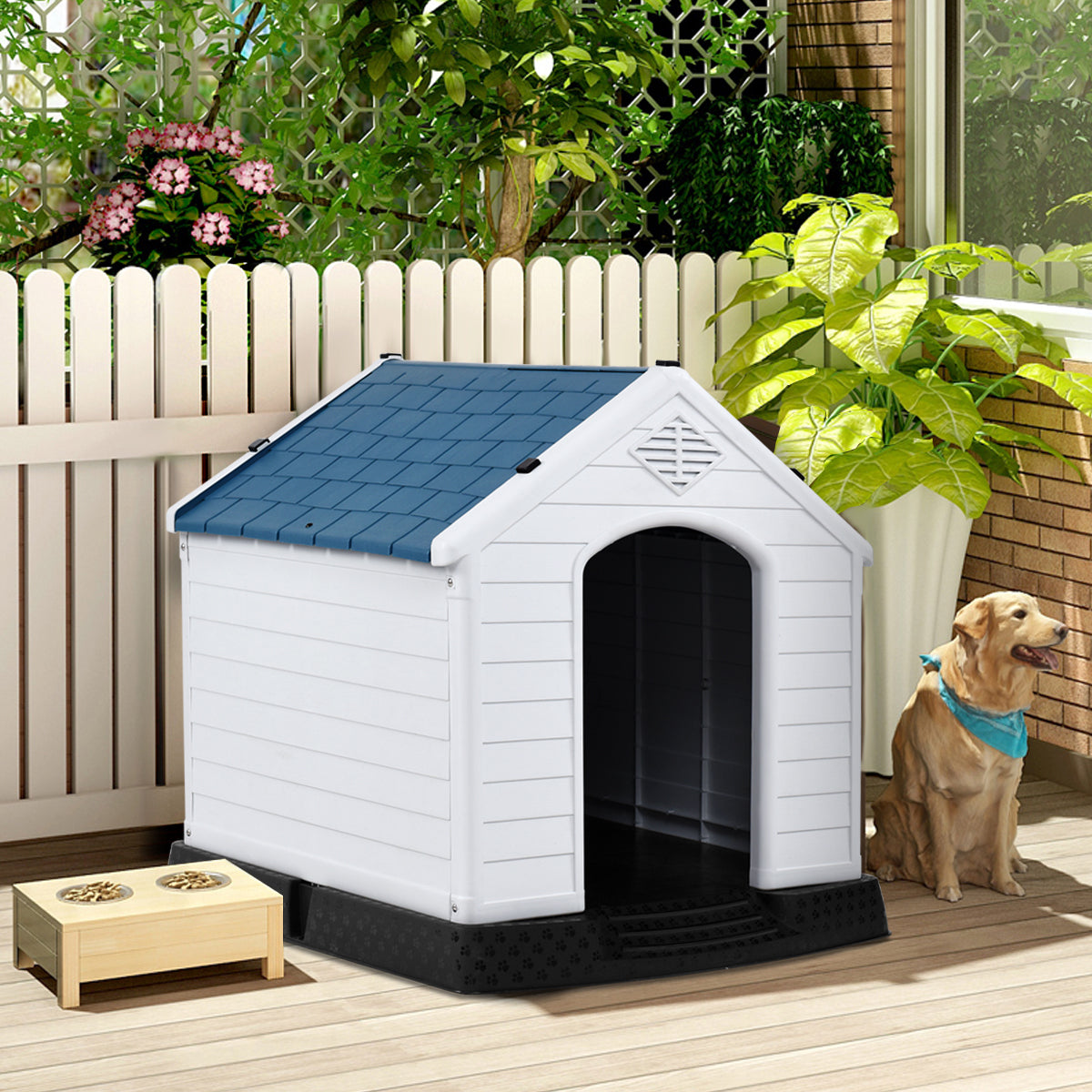 Dog House with Raised Floor and Fastening Device-65x72x71cm-0