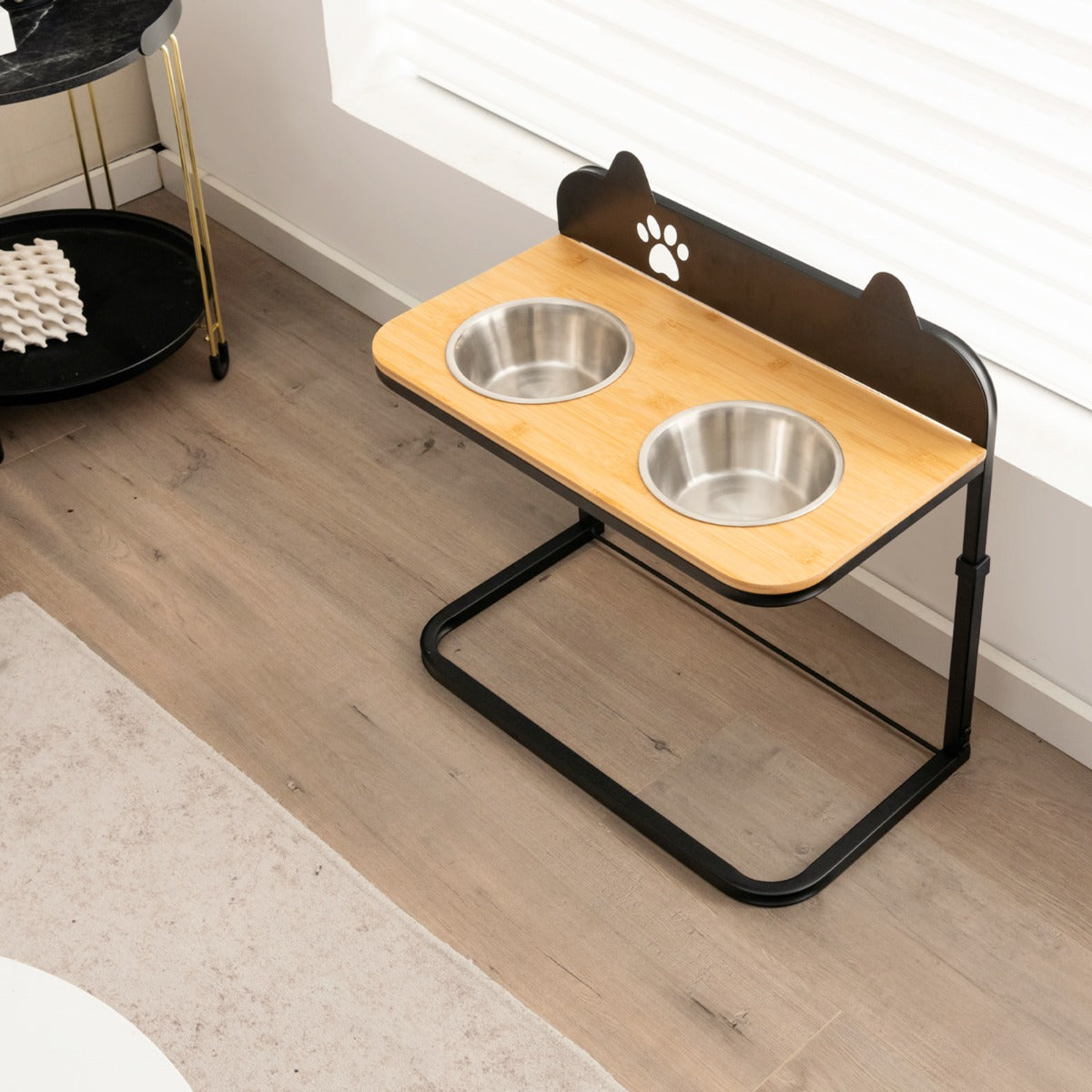Metal Raised Dog Bowl Stand with 2 Stainless Steel Food Water Bowls for Medium/Large Dogs-4